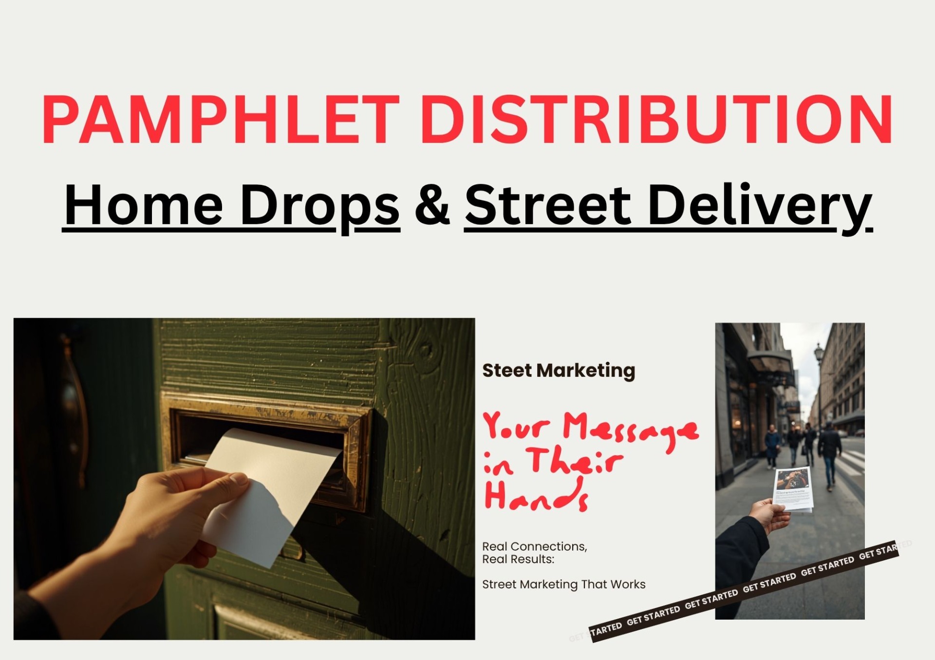 Smartphone displaying shopper app with text and photo of people, lying on light wooden table.